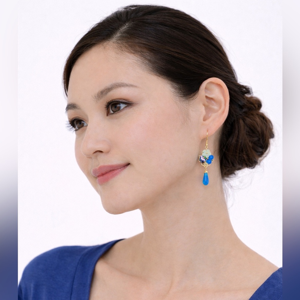 🦋 New! Chinese Floral Dangle Earrings